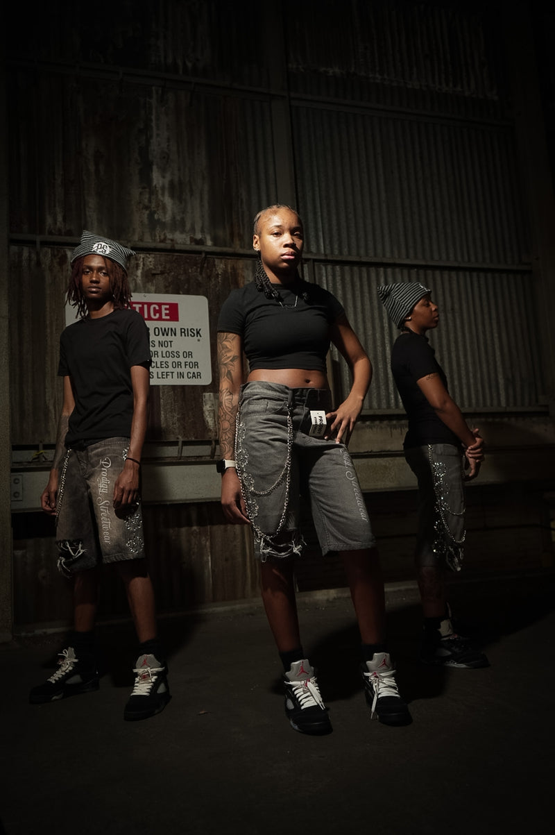 Rhinestone Jorts - Prodigy Streetwear